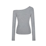 Sexy Strabiscuffed Long-Sleeved T-Shirt Girl Early Autumn New Hottie Design Slimming Niche Chic Top