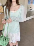 Pure Babes Slim Thin Sunscreen Hooded Long-Sleeved T-Shirt Girls Summer New High-End Feel Slim Top