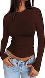 2025 Ms. New Autumn Leisure Body Collar Sexy Pure Color Long-Sleeved Top