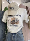 Short Sweet Spicy Shoulder Short-Sleeved T-Shirt Women's Summer 2025 New High-Waist Design Sense Niche Repair Body