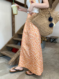 Summer Bright Wearing Orange Broken Flowers A-Word Half-Dress Women 2026 New Fashion And Middle And Long Half Skirt