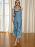 Women's New Acetate-Sing Skirt Sexy French Sling Dress