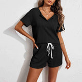 Spring And Summer Lady Home Clothes Pajamas Set Knitted Clothes Shorts Two-Sleeve Shorts Two-Set