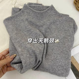Milk Fufu Soft-Creator Half-High Knitted Bottoming Women In Autumn And Winter Can Wear Loose Small Collar Sweater Top