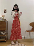 Seaside Holiday Red Broken Flowers Hanging Dress Women Summer 2026 Spring New Small Spring Dress