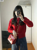 Soft Raccoon Garlic Gold Buckle Knitted Shirt Women's Cardigan Early Autumn Korean Gentle Wind Sweater Coat Women Spring Autumn