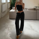 Dili Y2K Sexy Style Brat Straight Trousers Two Sets Of Women's Clothing 2025 Spring And Summer