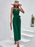 Temu Commuting Trousers With Belted Jumpsuit 2025 Summer New Sleeveless Broad-Legged Jumpsuit
