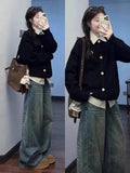 Korean Fake Two College Style Shirt Collar Sweater Women's Coat Spring And Autumn Polo Collar Lazi High Sense Knitted Open Shirt