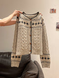 Vintage Fair Island Jail Design Sweater Dresser Women's Autumn/Winter Single-Dose Lazy T-Shirt