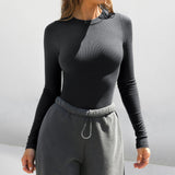2025 New Y2K Clothes Threaded Long-Sleeved T-Shirt Women Wear Out-Of-Body Shoulder Hottie Shirt Pure Desire