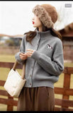 White Pony Turtleneck Sweater Cardigan Women's Autumn And Winter Languid Wind Loose High Sense Daily Commute Knitted Coat