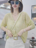 Unique Thin And Breathable Sneer Hollow Knitted Cardigan Summer New Leisure Sun Protection Shirt