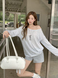 Korean Lazy Wind Stripe U Collar Sunscreen Jersey Long-Sleeved T-Shirt For The Summer Of 2026 Unique Niche Blouse