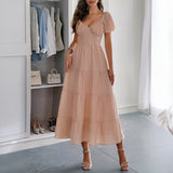 Dili Leisure Holiday Bubble Sleeve Dress Women's Dress 2025 Summer
