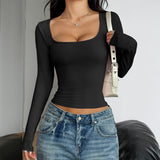 Dili Y2K Hottie Wind Solid Long-Sleeved Vest T-Shirt Women's Clothing 2025 Spring And Summer