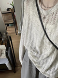 Thin Hollow Shirt Hole Summer Loose Lazy Wind Casual Collar Knitted Shirt Outside The Top Woman