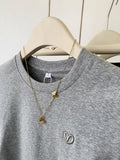 Short-Sleeved T-Shirt Female Gray Love Embroidery Short Model 2025 New Design Embroidery Shoulder Blouse Hottie