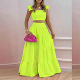 2025 Summer New Temperament Sexy Bare Back Solid Color Slings Two Sets Of Long Dress Dress Dress