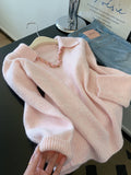 Pink Thicken Knitted Sweater Women's Autumn And Winter High Sense Can Wear Inside And Outside To Wear A Small Loose Lazy Tatry Top