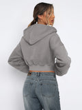 Hot Women's Clothing Short Fashion Street Trend Long-Sleeved Autumn Winter Loose Hooded Jacket
