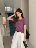 The Texture Of The Round Collar Shoulder Short Sleeve T-Shirt 2026 Summer New Slimming Single Special Beautiful Top