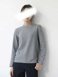 Simple Cotton Small Collar T-Shirt Women Long Sleeve Suture Commuting Loose Thin Half High School Jersey Top