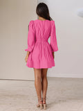 Wish Selling New Dress Women's V-Neck Elegant 100-Folded Dress Lotus Leaf Side French Dress