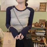 Vintage Shoulder Long-Sleeved T-Shirt Girl Autumn And Winter Dress In The Shirt Hottie Design Sense