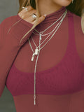 2026 Explosion Long-Sleeved Women's Tulle Perspective Top Fit Half-High Net Yarn Bottoming Woman