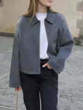 Dili Casual Solid Color Long-Sleeved Jacket Women's Clothing 2025 Autumn And Winter