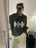 Maillard Curry Rhyme Lingo Collar Sweater Woman Lazy Outside Wearing Early Autumn And Winter Loose Chic Knit Shirt Top
