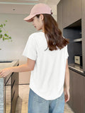 Summer U-Necked Short-Sleeved White Hottie Loose Top Woman's New Design Sense Niche T-Shirt French Pure Desire To Play The Bottom Shirt