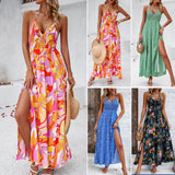 Dili Dress 2025 Spring And Summer Leisure Holiday Print Sling With Broken Flowers Dress