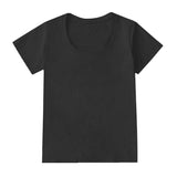U-Neck Gray With Short-Sleeved T-Shirt For Girls Summer Slime Half-Sleeved Top Low-Necked Shoulder Trussins