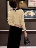 Gentle Style White Temperament Bow Tie Sweater Women Autumn And Winter Design Unique To The Knitted Shirt Inside The Top