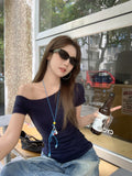 Pure Desire Collar Folded Short-Sleeved T-Shirt 2026 Summer New Slimming Waist Design Top
