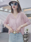 Unique Thin And Breathable Sneer Hollow Knitted Cardigan Summer New Leisure Sun Protection Shirt