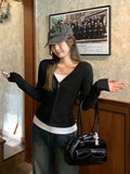 Fake Two Black And White Bumps With Velvet Thick Warm Body Bottom Women's Autumn And Winter New Long Sleeve Zipper Top