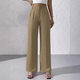 New Elegant Solid Color High-End Hanging Broad Leg Trousers Straight Suit Trousers Trousers Women's Pants