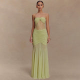 Spice Girl Braed Lace Sliced Dresses 2025 Summer New Famous Temperament Stunny Style Irregular Dress Woman