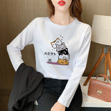 Pure Cotton Long-Sleeved T-Shirt Women 2025 New Spring And Autumn Loose Cover Inside The Bottom Shirt On The Shoulders Thin Clothes