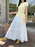 Lace Lace Splicing Cake Skirt Half Dress Girl Summer French A Word Umbrella Skirt White Large Swing Dress