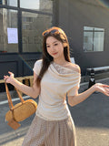 Korean Wearing Lace Lace Splicing Collar Collar Collar Collar Short-Sleeved T-Shirt Women Spring And Summer Pure Temperament Inside The Top