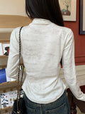 Tie Dyed Velvet Half-High Collar Bottomed Bottom Shirt Women's Autumn And Winter New High-End Feeling To Keep Warm Long-Sleeved T-Shirt Top