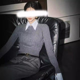 Fake Two Intellectual Style Sweaters Can Be Unpacked And Bumped Knitted Shirts In The Spring New Top