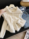 High-Necked Sweater Coat Women 2025 Autumn And Winter New Loose Lazy Wind Collar Outside Wearing Thick Knitted Open Shirt Tide