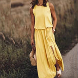 2026 Summer New Holiday Wind Solid Colored Rounded Clame Suspension Lantern Fork Dress Dress