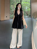 Black Sleeveless Sling Vest Shirt Women's Summer 2026 New French Unique Beautiful Shirt Thin Loose Top