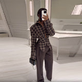 Spring And Autumn Retro Gentle Lazy Style Waist Button Long-Sleeved Shirt 2025 New
